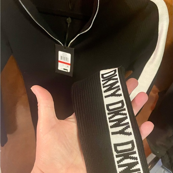 DKNY Women’s Half-Zip Mock-neck Long Sleeve Ribbed Sweater - Picture 3 of 5